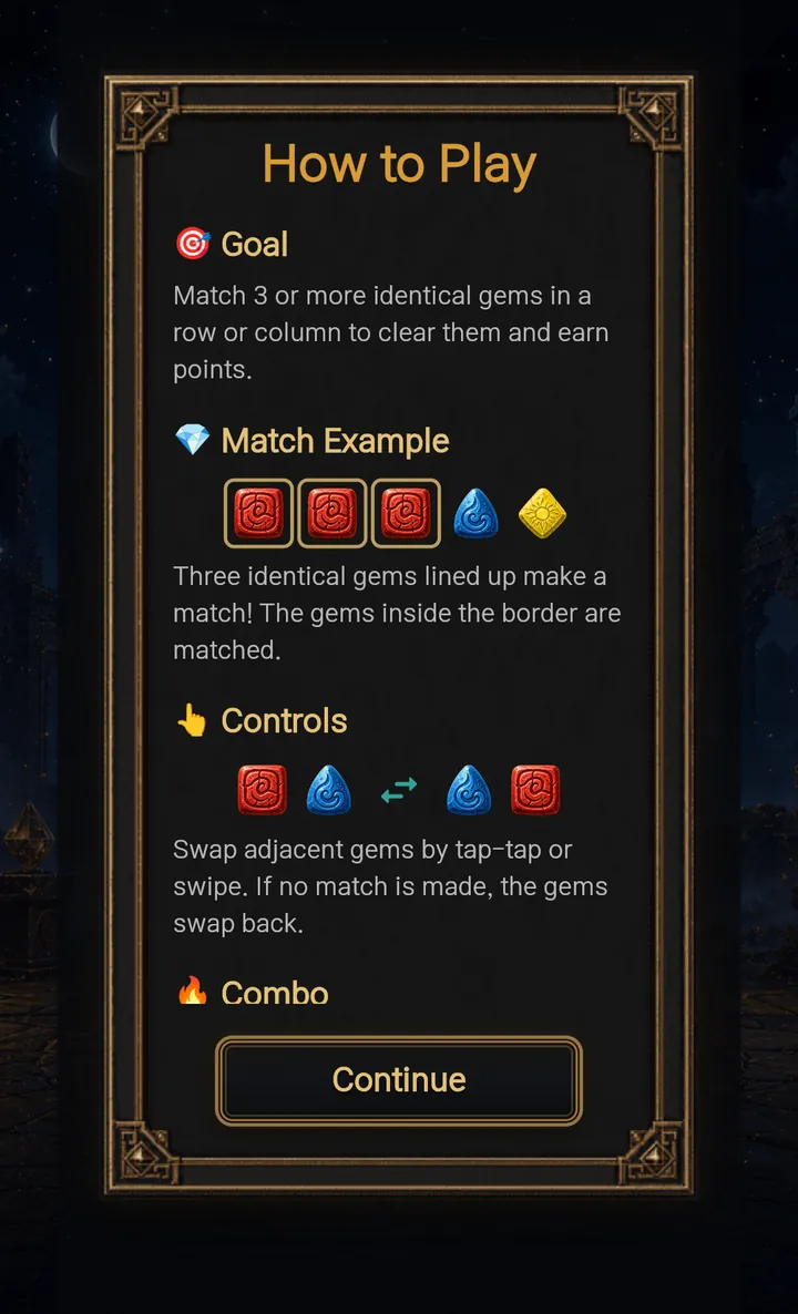 How to Play guide explaining matches and controls